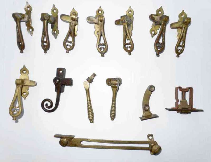 VINTAGE BRASS WINDOW HANDLES & OTHER WINDOW HARDWARE