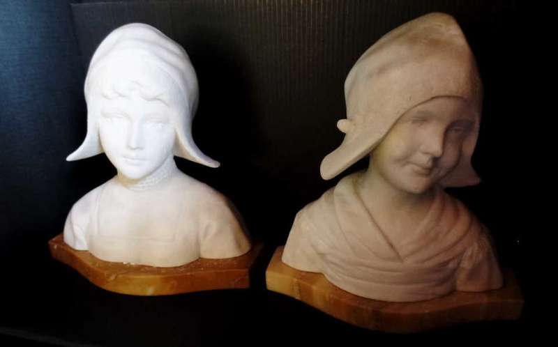 SIGNED HOFKUNSTANSTALT KOCHENDORFER MUNCHEN ALABASTER BUSTS - REDUCED!