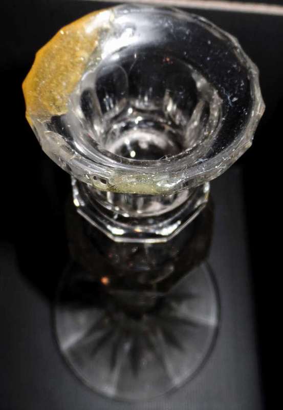 VINTAGE PAIR ROSE ETCHED CUT CRYSTAL GLASS CANDLESTICKS