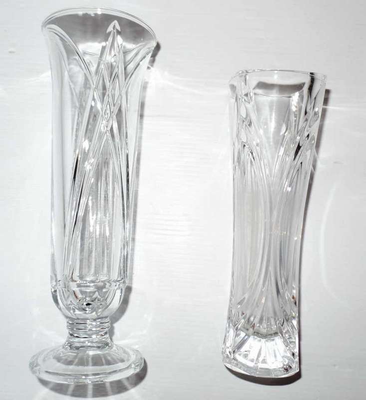 MOULDED GLASS VASES X 2
