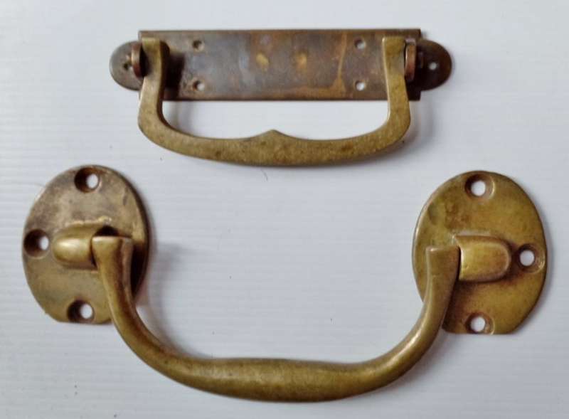 ANTIQUE MILITARY CHEST SOLID BRASS HANDLES x 2