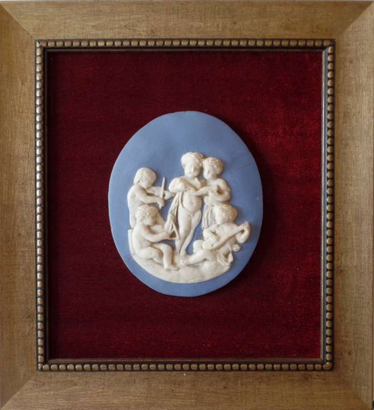 VINTAGE WEDGEWOOD JASPERWARE WALL PLAQUE OF CHILDREN PLAYING MUSIC