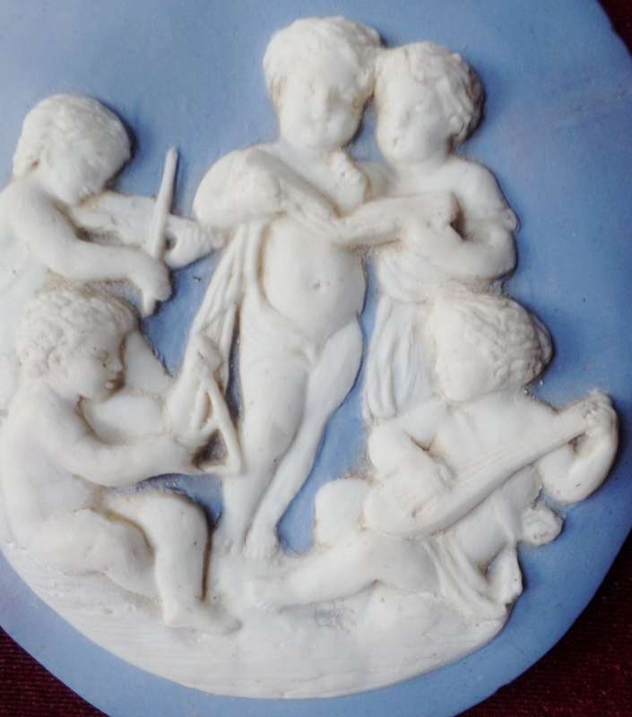 VINTAGE WEDGEWOOD JASPERWARE WALL PLAQUE OF CHILDREN PLAYING MUSIC