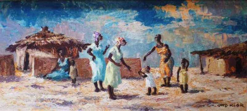 Otto Klar - oil - Lesotho - 61.5 cm x 28. cm - Reduced