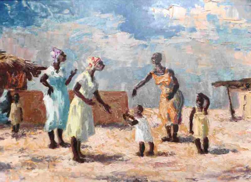 Otto Klar - oil - Lesotho - 61.5 cm x 28. cm - Reduced