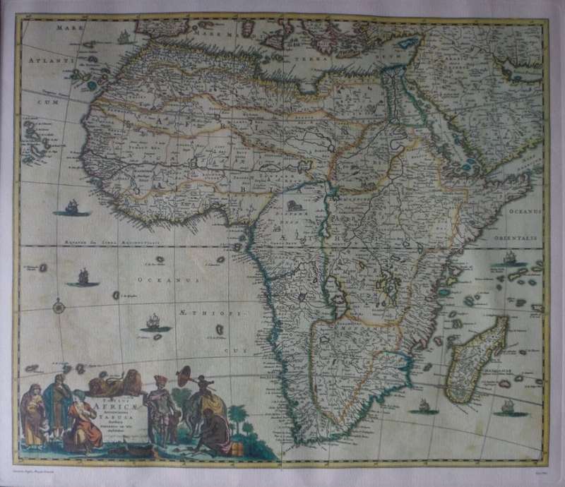 FREDERICK DE WIT - TOTIUS AFRICAE ACCURATISSIMA TABULA LITHOGRAPH MAP
