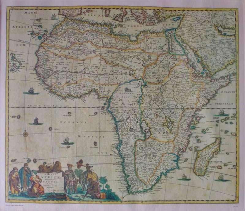 FREDERICK DE WIT - TOTIUS AFRICAE ACCURATISSIMA TABULA LITHOGRAPH MAP