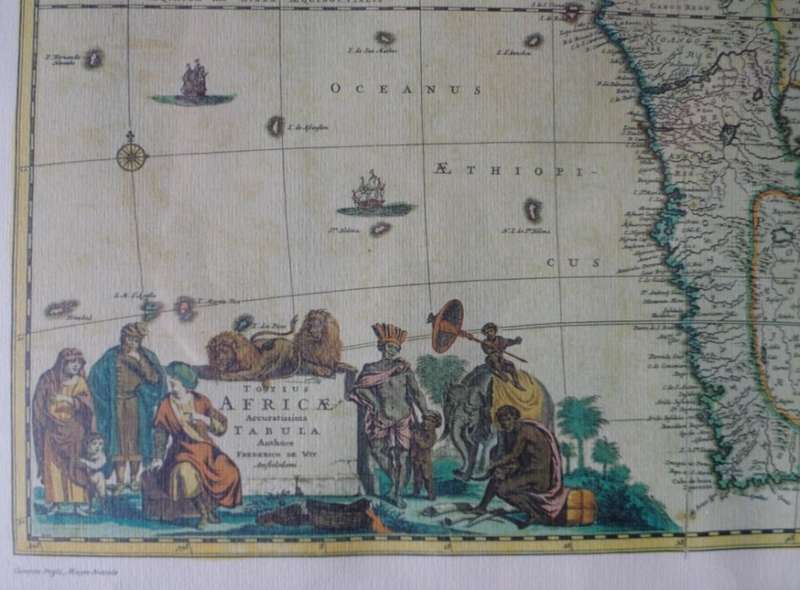 FREDERICK DE WIT - TOTIUS AFRICAE ACCURATISSIMA TABULA LITHOGRAPH MAP