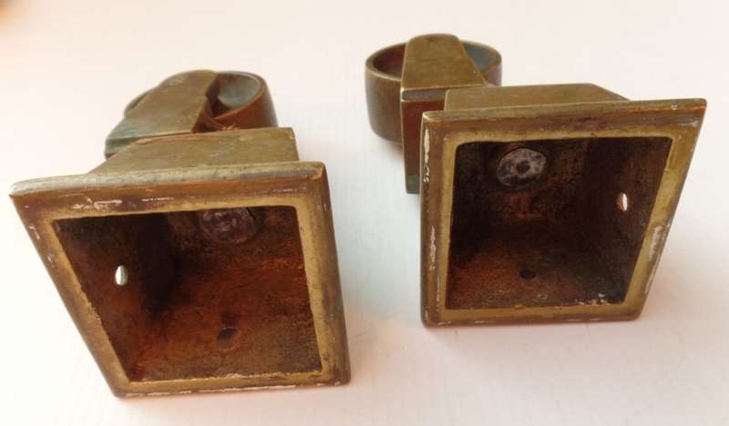 LARGE ANTIQUE SOLID BRASS SQUARE CUP CASTORS - FOR GRAND PIANO