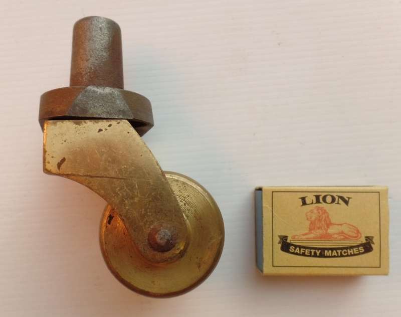 ANTIQUE LARGE HEAVY DUTY SOLID BRASS CASTOR - FOR GRAND PIANO