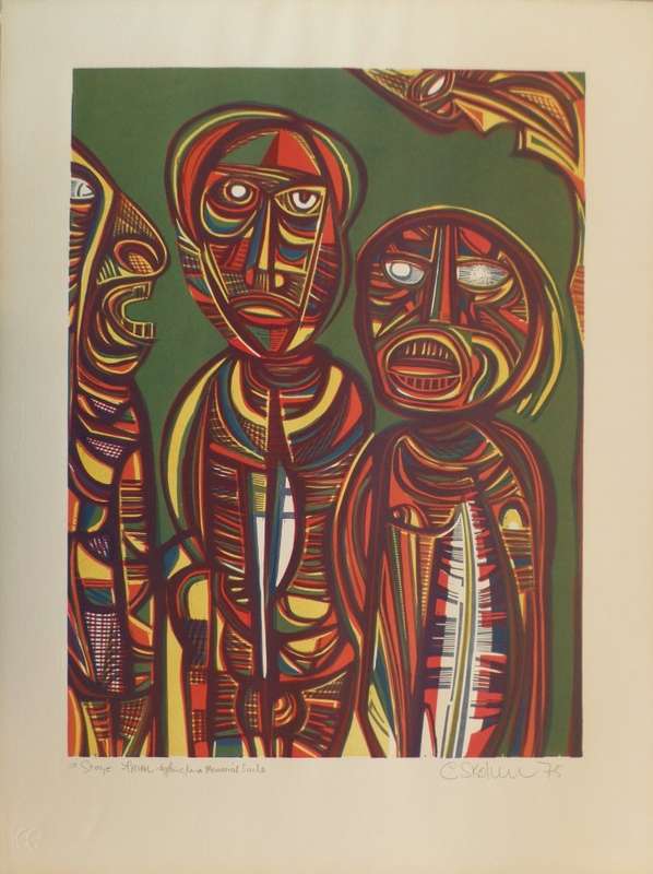Cecil Skotnes - 1st Stage Trial Woodcut