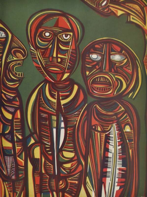 Cecil Skotnes - 1st Stage Trial Woodcut