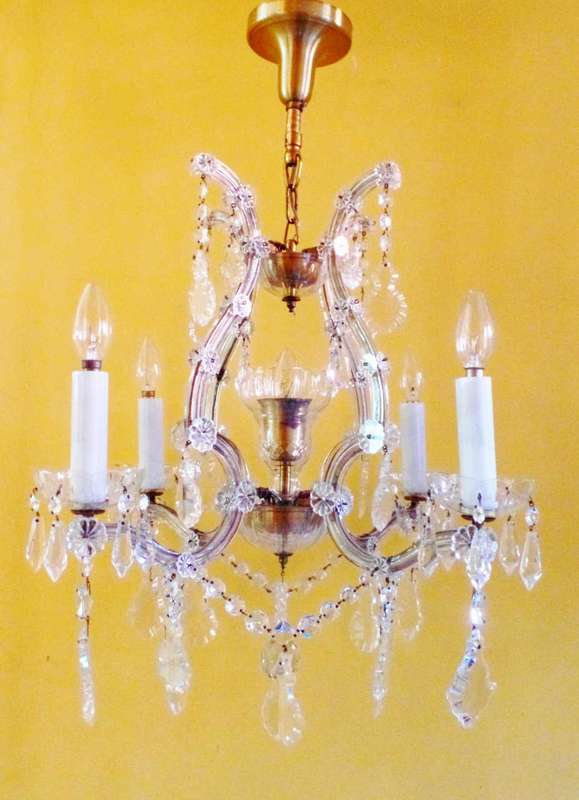 VINTAGE CRYSTAL AND BRASS CHANDELIER