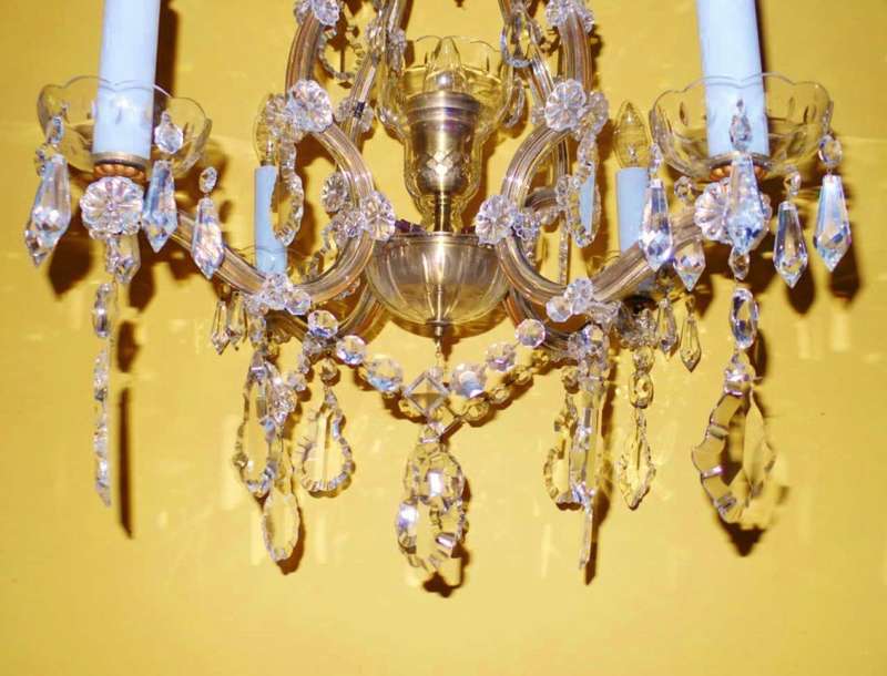 VINTAGE CRYSTAL AND BRASS CHANDELIER