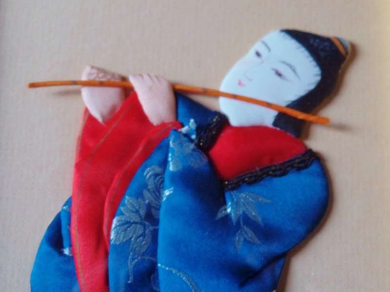 VINTAGE FRAMED SET OF FOUR CHINESE SILK APPLIQUE FIGURES
