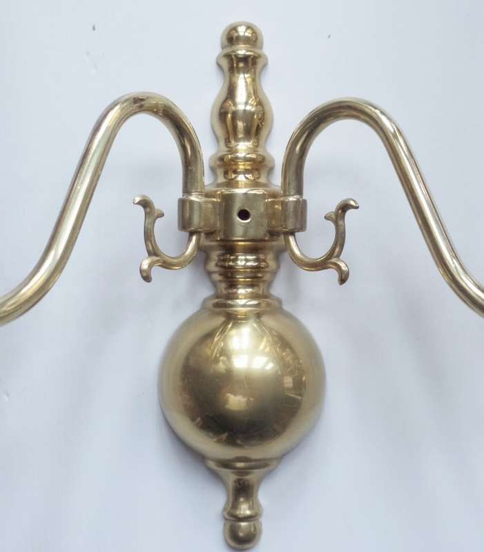 Brass Flemish Style Wall Lights x 3