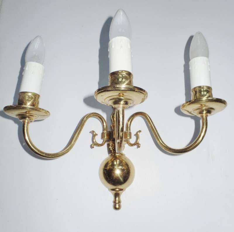 BRASS FLEMISH STYLE WALL LIGHTS