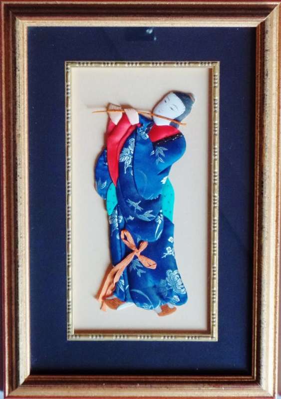 VINTAGE FRAMED SET OF FOUR CHINESE SILK APPLIQUE FIGURES