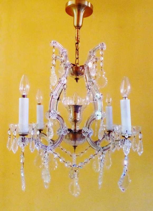 VINTAGE CRYSTAL AND BRASS CHANDELIER
