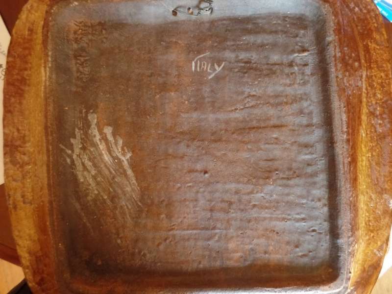 LARGE VINTAGE BITOSSI ALDO LONDI HAND CRAFTED ITALIAN CERAMIC SQUARE PLATTER