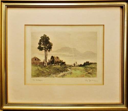REG JOORDAN - THE OUTSPAN - COLOURED LITHOGRAPH