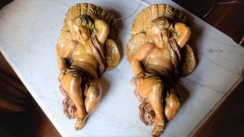 Vintage Pair of Cherub wall lights / sconces