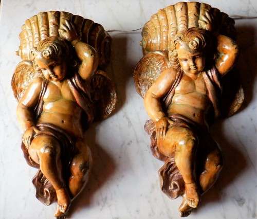 Vintage Pair of Cherub wall lights / sconces
