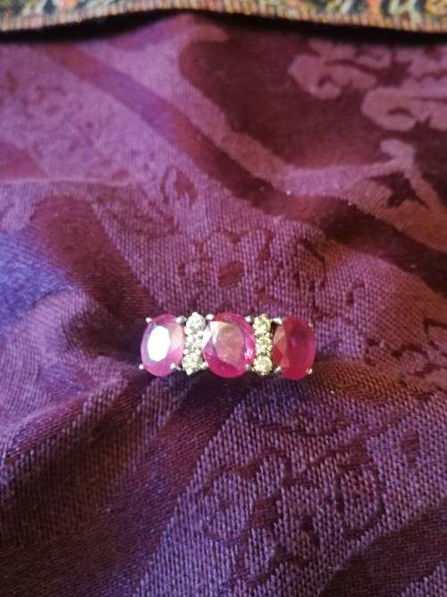 18ct White Gold Diamond and Ruby Ring