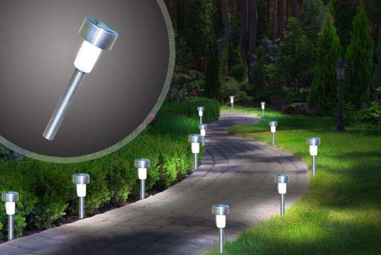 Set of 4 Stainless Steel Solar Garden Lights