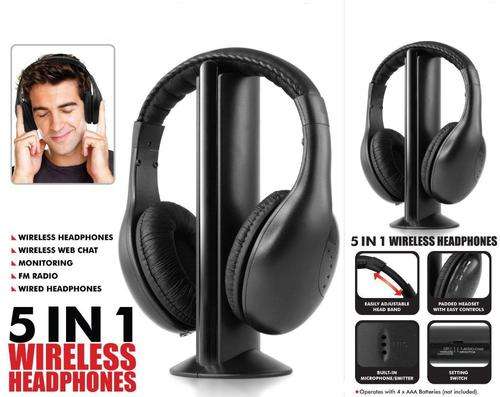 5 in 1 Wireless Headphones with FM Radio