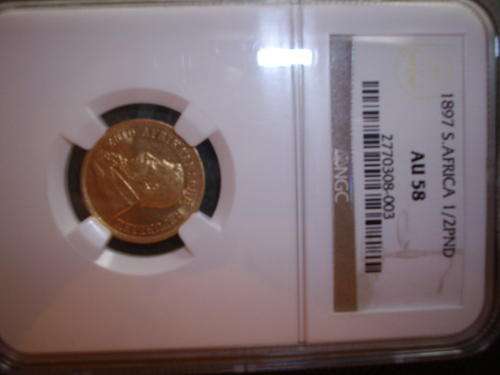 AU58 1/2 POND NGC ZAR GOLD 1897