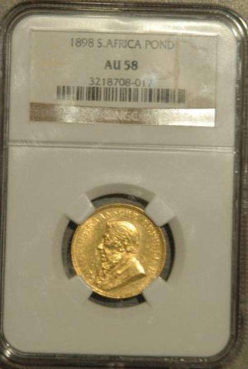 AU58 1898 NGC ZAR POND (HIGH GRADE) LOVELY COIN(GOLD)