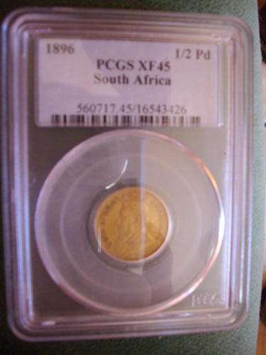 ONE RAND START (PCGS) (RARE DATE (1896 1/2 POND ZAR GOLD )