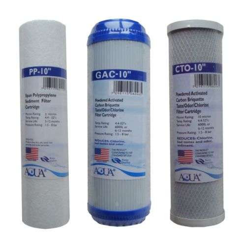 Triple Replacement Set of 10` Water Filters or RO