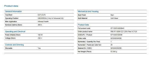 InfraRed Healthcare Heat Incandescent Lamp