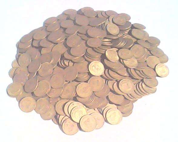 OVER 6000 brass 1c and OVER 200 brass 1/2c PIECES (1961-1964)