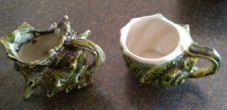 Two Small Shell Shaped Jugs