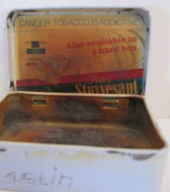 Well Used Peter Stuyvesant Tin - 10cm x 7cm x 3cm