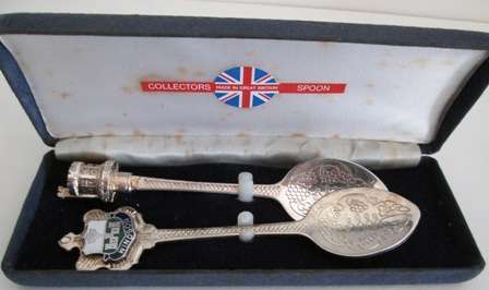 Two London Souvenir Spoons in Holder