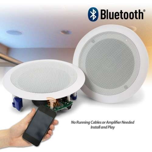 Bluetooth Powered Ceiling Speaker kit 6.5" Round 2-way Co-Axial (Pair)