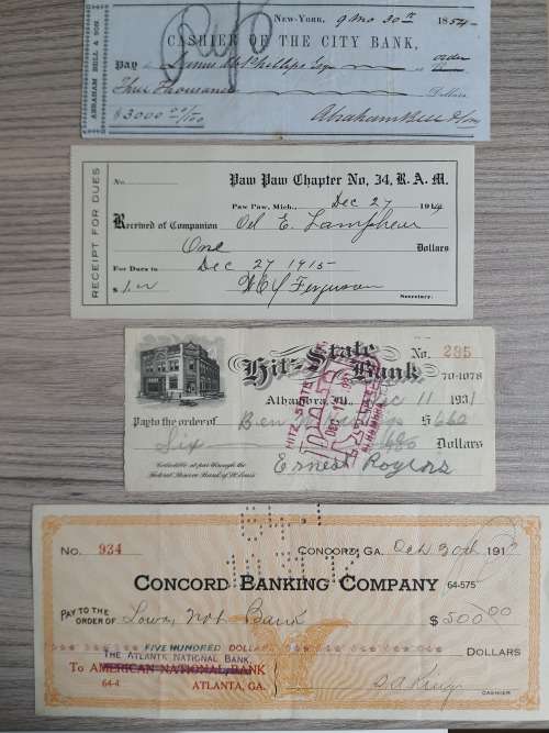Collection of old cheques
