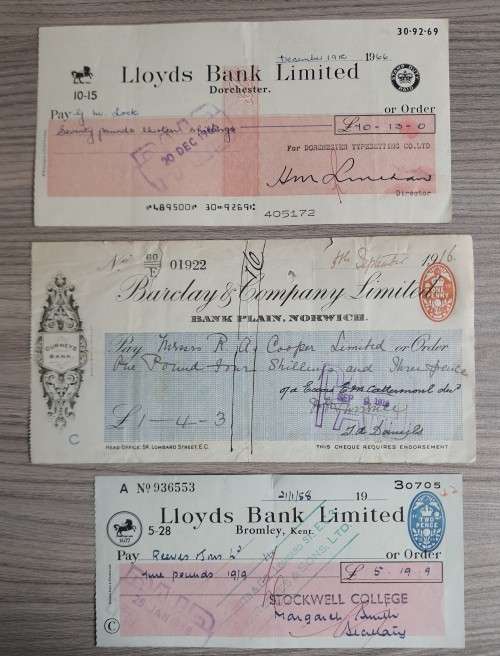 Collection of old cheques