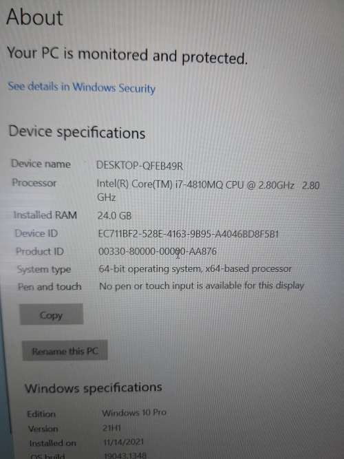 Toshiba W50 Workstation Core i7, 24GB Ram, 512GB SSD, Nvidia Quadro