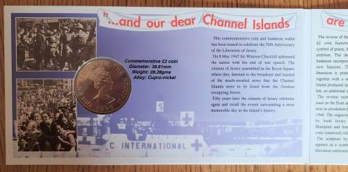 Liberation of Jersey 2 Pound Coin and 1 Pound Banknote