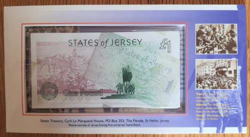 Liberation of Jersey 2 Pound Coin and 1 Pound Banknote