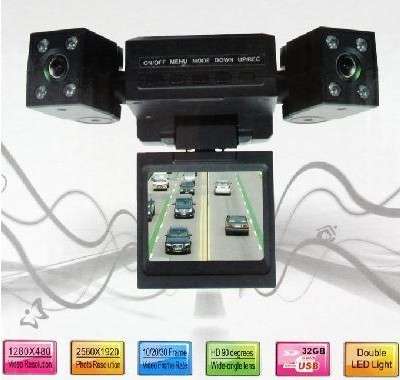 Xmas Sale Car Camera DVR Dual Rotatable Lens Zoom-in/out IR 120 Degree Lens Black Box Dashboard
