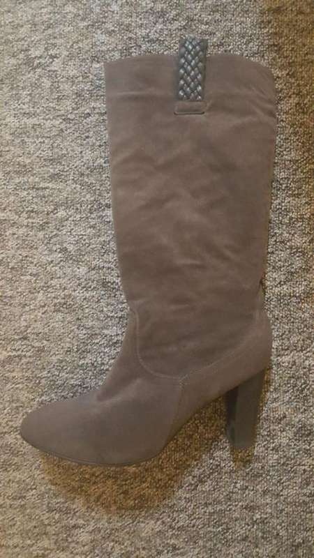 *Sale* Grey Faux Suede Heeled Boots