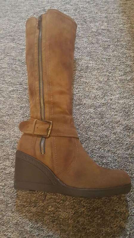 *Sale* Brown Faux Suede Heeled Boots