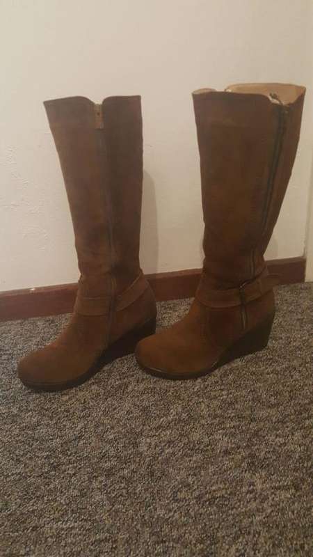 *Sale* Brown Faux Suede Heeled Boots