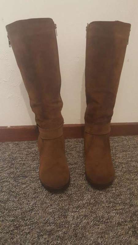 *Sale* Brown Faux Suede Heeled Boots